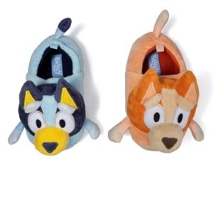 Blue and Orange Plush Puppy Slippers for Kids - Cozy Animal Design